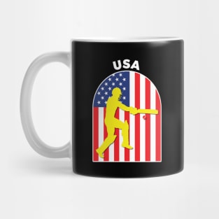 USA Cricket Batsman American Flag Mug